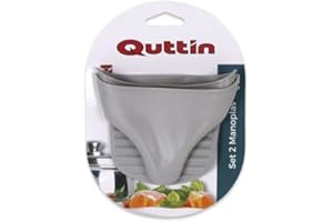 VAPPORE Manoplas de Silicona Quttin para Cocina y Horno: Set 2 Unidades Guante de Silicona para Horno. Guantes Silicona Horno. Mini Manopla de Silicona Gruesa para Ollas (Gris)
