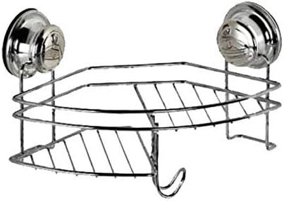 Guilty Gadgets Rustproof Stainless Steel Compact Shower Corner Caddy Bath Shelf with Strong Suction Cups Storage Basket for Soap Dish Shampoo Bathroom Kitchen Organizer