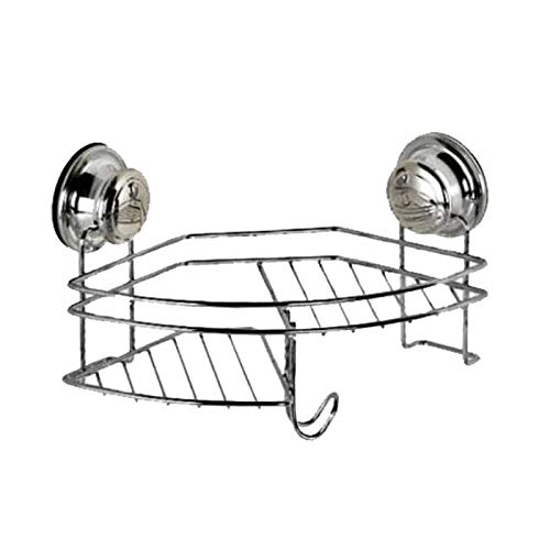 Guilty Gadgets Rustproof Stainless Steel Compact Shower Corner Caddy Bath Shelf with Strong Suction Cups Storage Basket for Soap Dish Shampoo Bathroom Kitchen Organizer