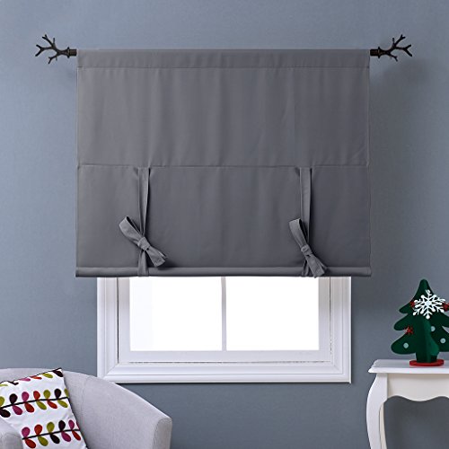 Verdunkelungsvorhänge mit Stangenbezug – PONYDANCE 1 Stück für kleines Fenster, Küche Kinderzimmer, Energiespar & Wärmeisolierend, Höhe 160 cm x Breite 116 cm, Grau - 5