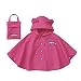 GudeHome Unisex Kid's Raincoat Girls Boys Hooded Waterproof Rain Poncho, 100-120cm Red