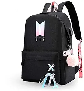 PALAY BTS Teens 20 Ltrs School Backpack for Women College Girls USB Charging and HeadsetPort Laptop Backpack Student Daypack(Multi-Colour)