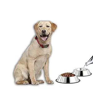 Pets Empire Combo Offer Dog Feeding Bowl Steel (X-Large) 2800 ml Pack of 2