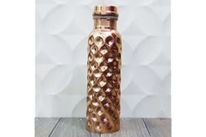 OSNICA Kupfer-Wasserflasche für Reisende, 100 % reines Kupfer, Wasserflasche, Gelenk-frei, Ayurveda, gesundheitliche Vorteile, stilvolle Kupferflasche, 600 ml (Design 2)