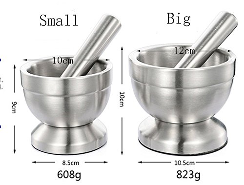 vancore (TM) Edelstahl Mörser und Pistill Spice Grinder Knoblauch Gerät für Küche, edelstahl, L - 4