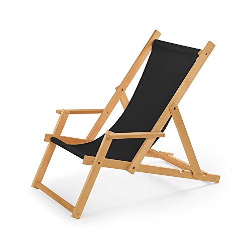 Preisvergleich Produktbild LANDWOOD Liegestuhl Relax, mit Armlehne, Schwarz