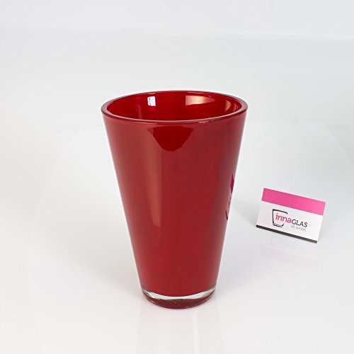 Konische Glasvase ANNA, rot, 21cm, Ø 14cm – Blumenvase / Tischvase - 2