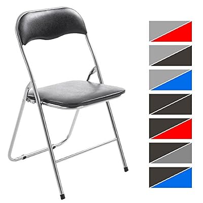 CLP Chaise de Cuisine Pliable Felix - Chaise Visiteur Repliable Pieds en Métal - Chaise Salle de Conférrence Confortable et Pratique - Couleur: Noire/Argent