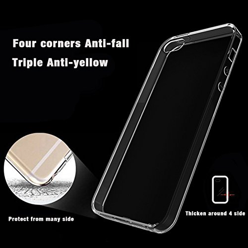 LIVHÃ’ | Case for iPhone 5 / 5S Ultra-thin Soft Gel TPU Case Cover with Transparent Clear for iPhone5/5S + Cleaning Cloth + Tempered Glass Screen Protector Film[Crystal Clear]