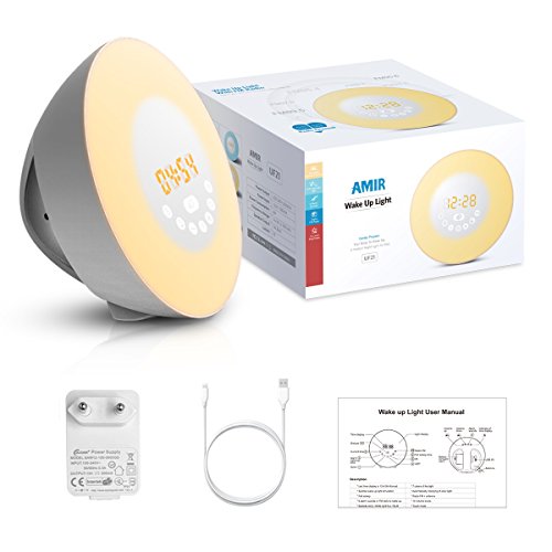 Amir Wake-Up Light, Wecker Lichtwecker, Lichtwecker, Wecker Licht, Aufwachen mit Licht, Sonnenaufgang Simulation Wake-up Light (Sonnenaufgangfunktion, 6 Natürlichen Wecktöne , Touchdisplay, 10-Helligkeit, Digitales FM Radio ) - 7
