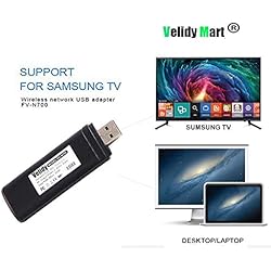 Adaptador Velidy Wi-Fi inalámbrico USB para televisión, 802.11ac de doble banda 2,4 GHz y 5 GHz, adaptador USB de red WiFi inalámbrico para smart TV Samsung WIS12ABGNX WIS09ABGN 300M