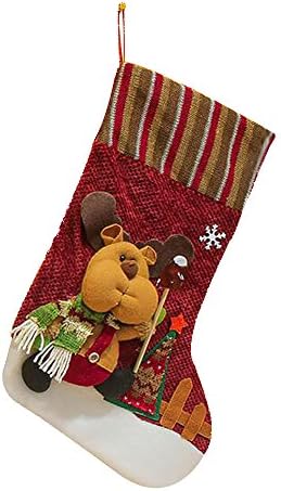 DoTech Christmas Tree Decoration Ornament, Set of 3 Styles Christmas Stockings, Personalized Xmas Stockings 17. 7"x11.0"x7.9" (45*28*20cm) (Reindeer stocking,)