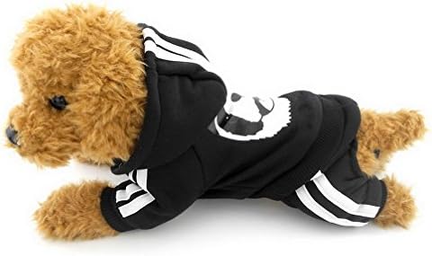 Ranphy Small Dog Cat Sweatshirts for Boys Girls Thick Panda Warm Chihuahua Hoodies Puppy Sweater Dog Jumpsuit Yorkie Clothes Autumn Winter Black XS