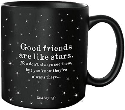 Black Ceramic Mug, 400 ml, Good Friends are Like Stars, Microwave and Dishwasher Safe…