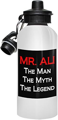 Mr. Ali Water Bottle, Personalised Gift, The Man the Myth The Legend - Red