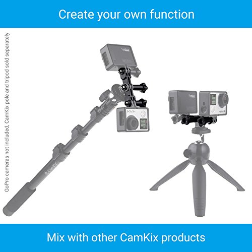 Doppio Supporto per GoPro Hero, Porta Telefono Universale e Adattatore Treppiede - Registra video con 2 Angoli Camera Diversi Contemporaneamente - Utilizzare lo smartphone come un mirino e Controller per il tuo GoPro