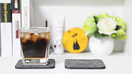 Premium Filz Untersetzer in Dunkelgrau | Hochwertiges 8er Set aus 100% Merinowollfilz| Quadratische From 10 x 10 cm und 5 mm ‚extra dick‘ | Filzuntersetzer für Gläser, Tassen, Vasen - 5