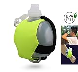 botella de agua con la muñeca correas de mano, pero hydrosport le permite estar completamente manos libres, ya que envuelve tus muñecas.