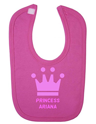 Personalised Princess Name Pink Crown Customise With Name Cute Unique Velcro Fastening Baby Bib