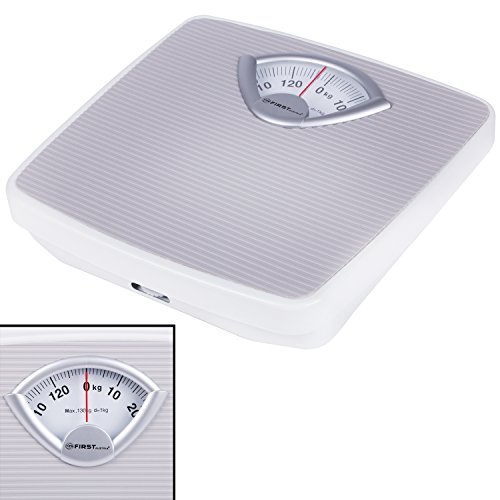 TZS First Austria - Mechanische Personenwaage grau bis 130 kg, Analoge Personen-Waage, Senioren Personenwaage Retro