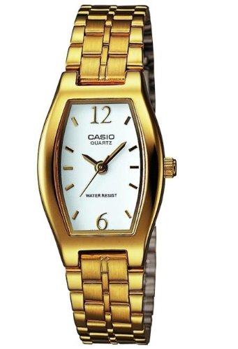 CASIO Women's Quartz Watch with White Dial Analogue Display and Gold Stainless Steel Strap LTP-1281G-7AER