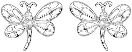 Filigree Dragonfly Silver Stud Earrings