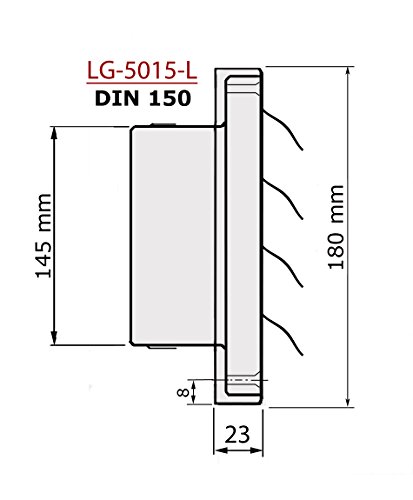 Edelstahl Überdruck Abluftgitter LG-5015 L für Rohranschluss Ø DIN 150 mm Lüftungsgitter - 4