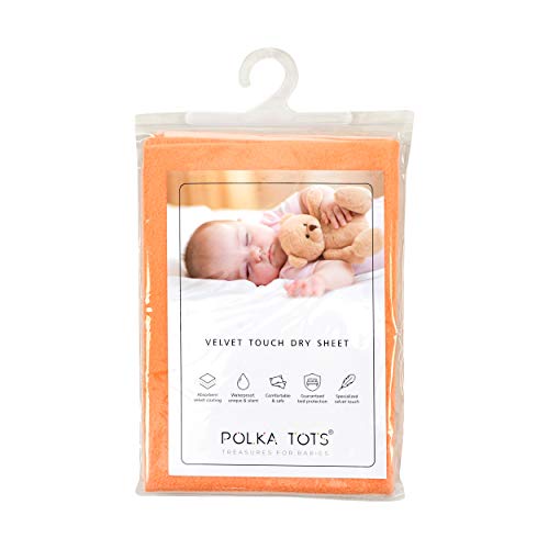 POLKA TOTS Waterproof & Reusable Baby Bed Protector Absorbent Mat Dry Sheet for New Born Infants (Peach, 140 X 200 CM, Extra Large)
