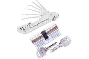 Loboo Idea Kit de crochetage 7 en 1 avec serrure d'entraînement transparente 2 en 1 E-guides en bonus pour serruriers débutants et professionnels (KABA Lock, Blanc)