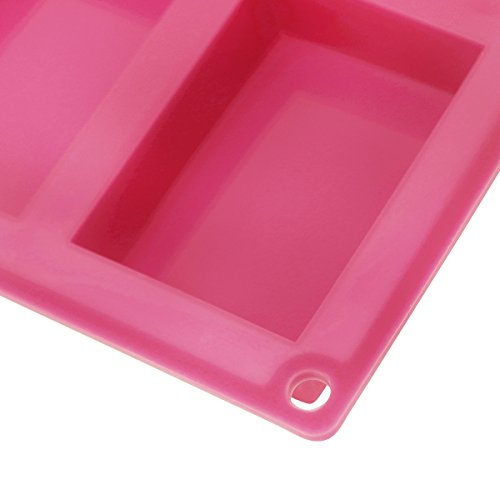 Joyoldelf 6 Hohlräume Rechteck Silikon Handgemachte, Seife Formen Kuchenform, Eiswürfelbehälter,Satz von 2, Rosa - 3