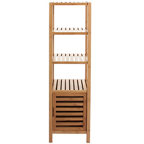 Regal Narita, Badregal Standregal Badschrank mit Staufach, Bambus 132x35x33cm - 6