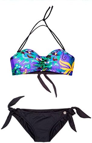 Sparkle Mode Maldives Underwired Non Padded Plunge Bikini Set Top &amp; Bottoms X-Small