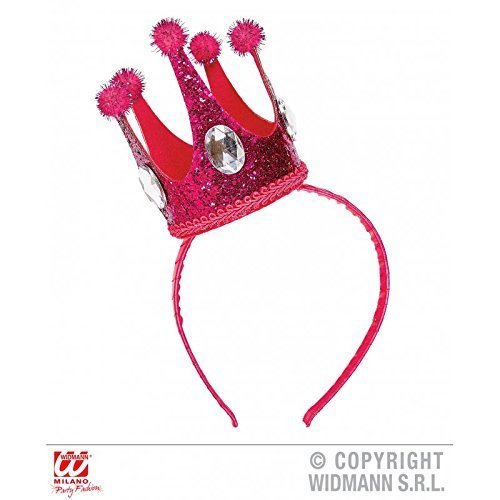 Krone in pink auf Haarreif mit Edelsteinen und Glitter / Minikrone / Krönchen / Fasching / Karneval