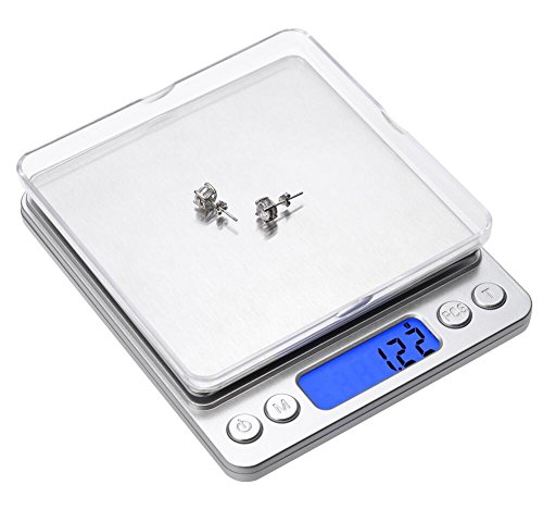 Digitale Küchenwaage IDAODAN 500*0.01g Mini Taschenwaage Electronische Professionelle Waage Feinwaage mit Beleuchteter LCD-Anzeige Silber - 3