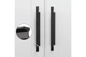 LONTAN 5 Pack Black Kitchen Door Handles 192mm Kitchen Cabinet Black Cupboard Handles for Aluminum Alloy Wardrobe Bathroom Shower Drawer Pulls
