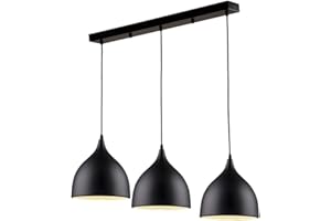 Mengjay Trade E27 Metallo Moderna Industriale Lampadario Illuminazione a Sospensione Moderno Metallo e Illuminazione a Sospensione Lampadario Plafoniera in Alluminio,Lampadari Cucina,(Nero)