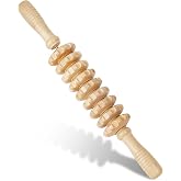 D&uuml;z 12 Tekerlekli Ahşap Gua Sha Masaj &Ccedil;ubuğu. Lenf Drenajı ve Sel&uuml;lit Karşıtı Masaj Roller