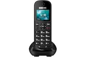MaxCom MM35D - Teléfono (Teléfono DECT, Terminal inalámbrico, Altavoz, 500 entradas, Negro)