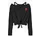 Produktbild Damen Hoodie Sweatshirt Langarmshirt Kapuzenpullover Rose Stickerei Bekleidung Loveso Frauen Top Jumper mit Kapuze Kapuzenpulli Herbst Winter Warm Streetwear, Schwarz, XXL / 42