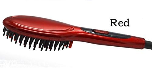 PCSG ELECTRIC Hair Straightening STYLING Ceramic HOT PROFESSIONAL BRUSH COMB IRONS (Red)