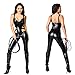 Produktbild HGUIAZ Damen Overall Bodysuit Mit Reißverschluss Im Das Gabelung Und Zurück ärmellos Patent Leder Spielanzug Kostüm Enthaltend EIN Peitsche Cosplay Clubwear Perfekt Geburtstag Geschenk,Black-M