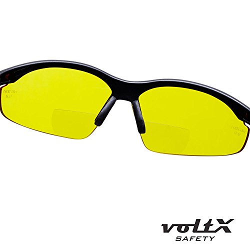 voltX ‘CONSTRUCTOR’ BIFOKALE Schutzbrille mit Lesehilfe CE EN166F zertifiziert/Sportbrille für Radler (GELB +1.5 Dioptrie) enthält Sicherheitsband – Bifocal Safety Glasses - 4