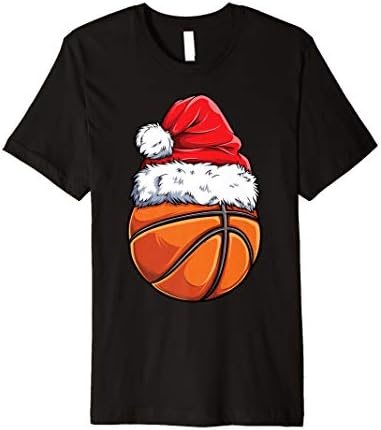 Christmas Basketball Ball Santa Hat Funny Sport Xmas Boys T-ShirtOEKO-TEX STANDARD 100