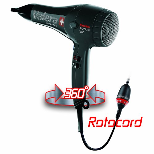 VALERA SWISS TURBO 7000 LIGHT ROTOCORD – 1800W, Mod.: ST 7000 RC, Professioneller Haartrockner, Swiss made – turbostark und superleicht, inkl. 2 extra schmaler Ondulierdüsen - 2