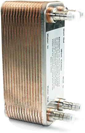 Brazed 30-Plate Heat Exchanger and Wort Chiller - Gas Type Fitting φ 12.8 - Copper Brazed Wort Chiller - Stainless Steel Beer Chiller