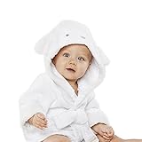 Minuya Bébé Garçon/Fille Mignon Animal Doux Peignoir en Coton Capuche Serviettes de Bain pour Bébé (Petit Mouton, 0-24 Mois)