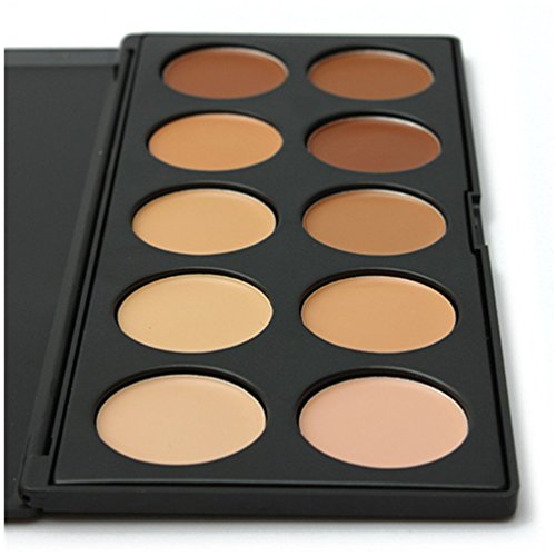 Lover Bar 10 Farben Concealer Palette-Abdeckcreme Camouflage Make Up Kosmetik Set-Makeup Corrector Cover Abdeck Paletten-Cream Contour Highlighter Palette Kit+Make-up Oval Zahnbürste Foundation Pinsel (Oval Brush) - 8