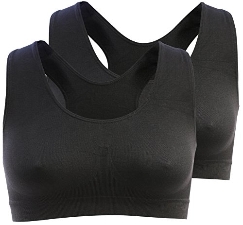 2er Pack Seamless Sport-BH, Freizeit und Sport Bustier, Microfaser Bra Top für Fitness, Yoga