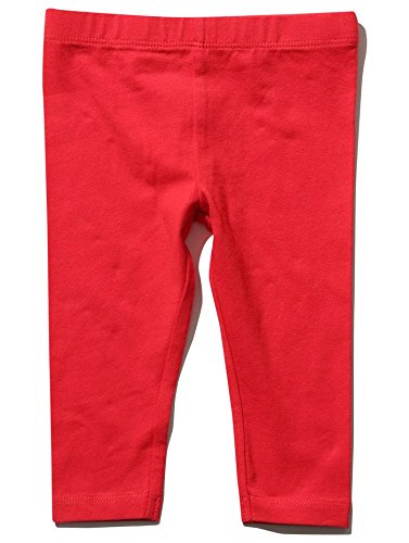 M&Co Baby Girls Plain Vibrant Full Length Elasticated Waist Soft Jersey Leggings Red 12/18 Mnth