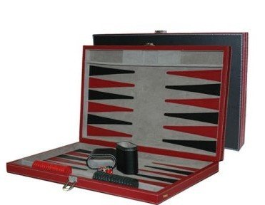 Preisvergleich Produktbild CHH 3042L 18 Zoll Black and Red Kunstleder Backgammon Set